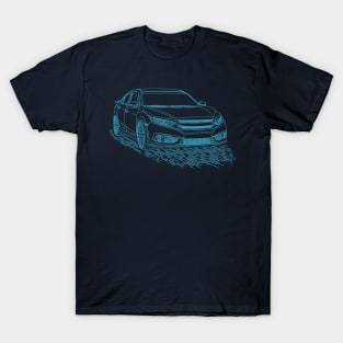 JDM Civic Lineart Blueprint T-Shirt